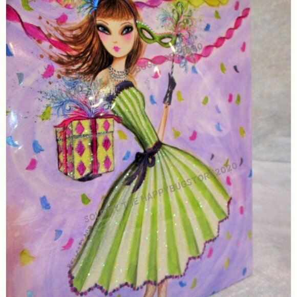 Papyrus Bella Pillar GLAMOUR GIRL Birthday Greeting Card-Gift Bag Set-brand NEW - Picture 2 of 10